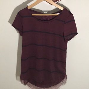 Maroon Black Striped Blouse